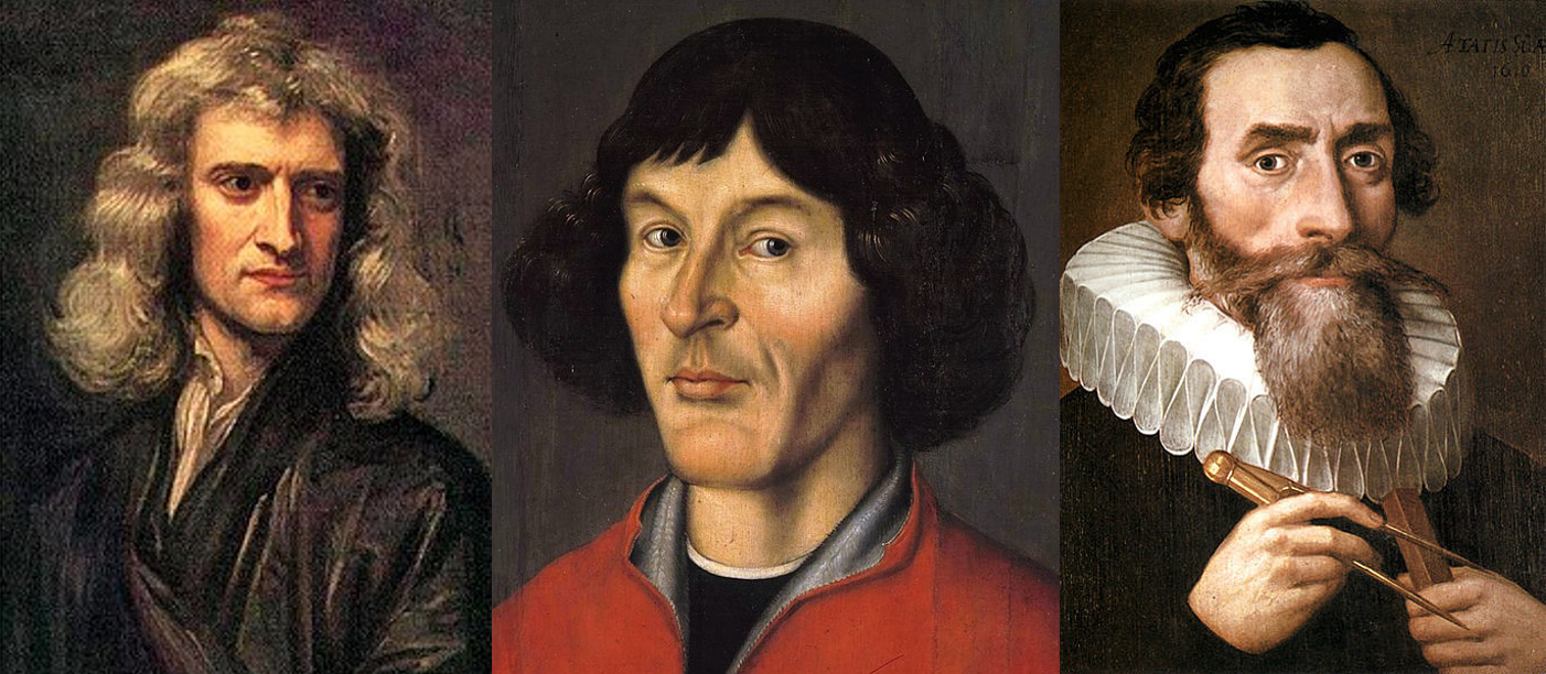 Foto von Isaac Newton, Nicolaus Copernicus und Johannes Kepler